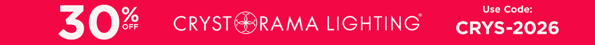 30% off Crystorama Lighting. Use code CRYS-2026